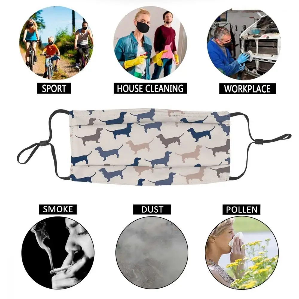 

Elegant Dachshunds Reusable Mouth Face Mask Wiener Sausage Doxie Dog Anti Haze Dust Mask Protection Mask Respirator Mouth Muffle