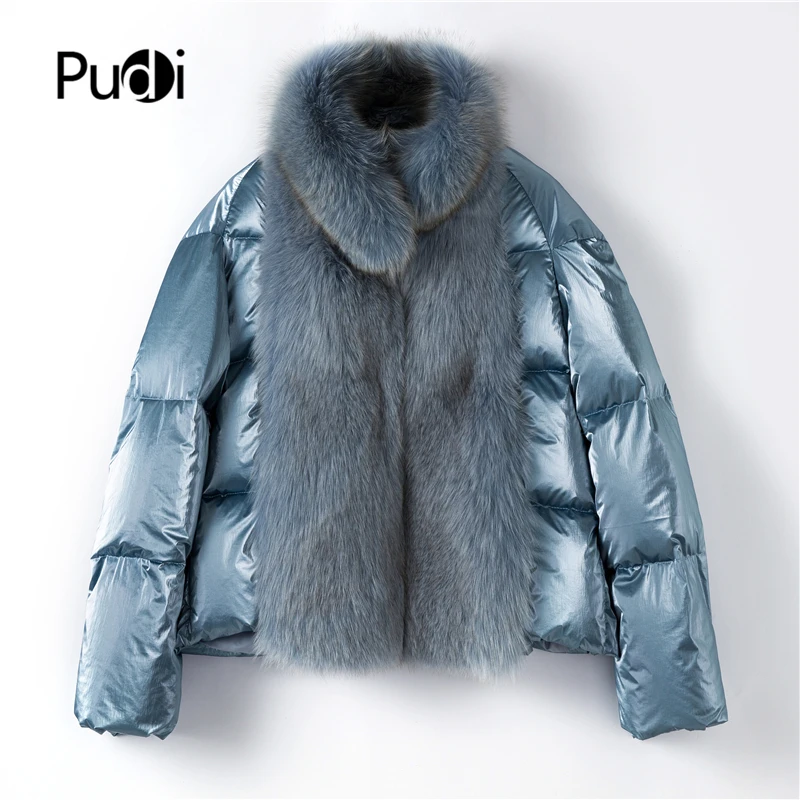 Pudi TX223914 женский 90% утиный пух новая ткань натуральный Лисий мех зимняя куртка пальто Женская мода Натуральная меховая шуба верхняя одежда