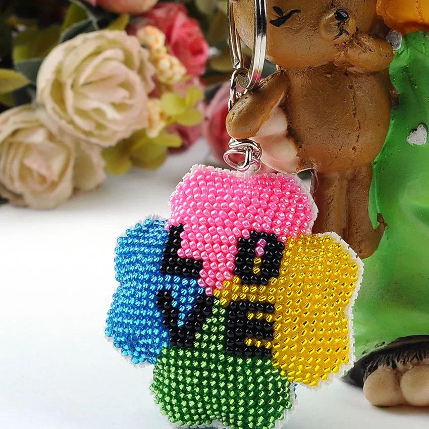 

Y098 DIY Cross Stitch Kit Stich Cross-stitch Seed Beads For Needlework Christmas Gift Canvas Bag Key Chain Key Chain Phone Chain