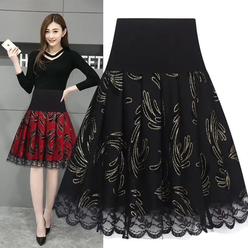 Voile Pleated A- line Short Skirt Elastic Waist Large Size Woman Skirts Mujer Faldas Saias Mulher
