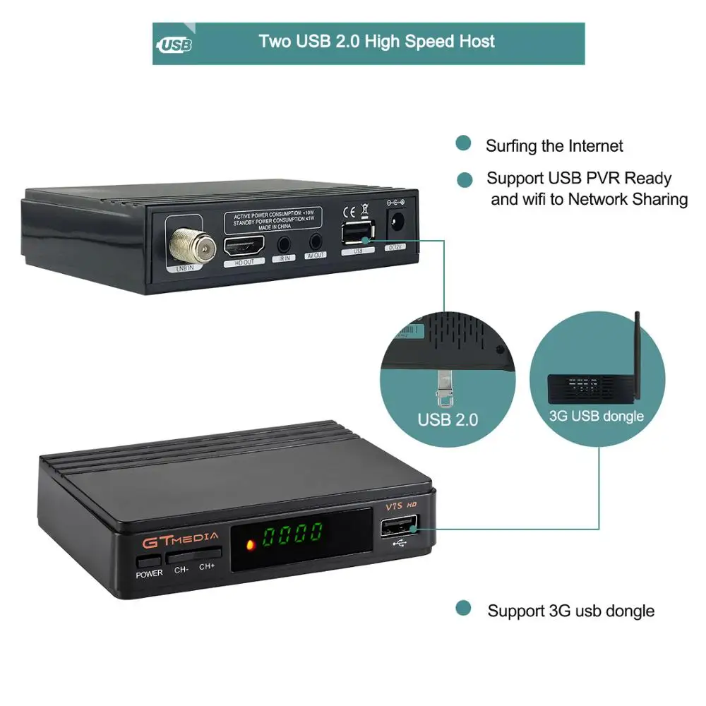 Цифровой декодер России DVB-S2 GTmedia V7 S2X 1080P H.264 USB WIFI v7s hd freesat TV-приемник без