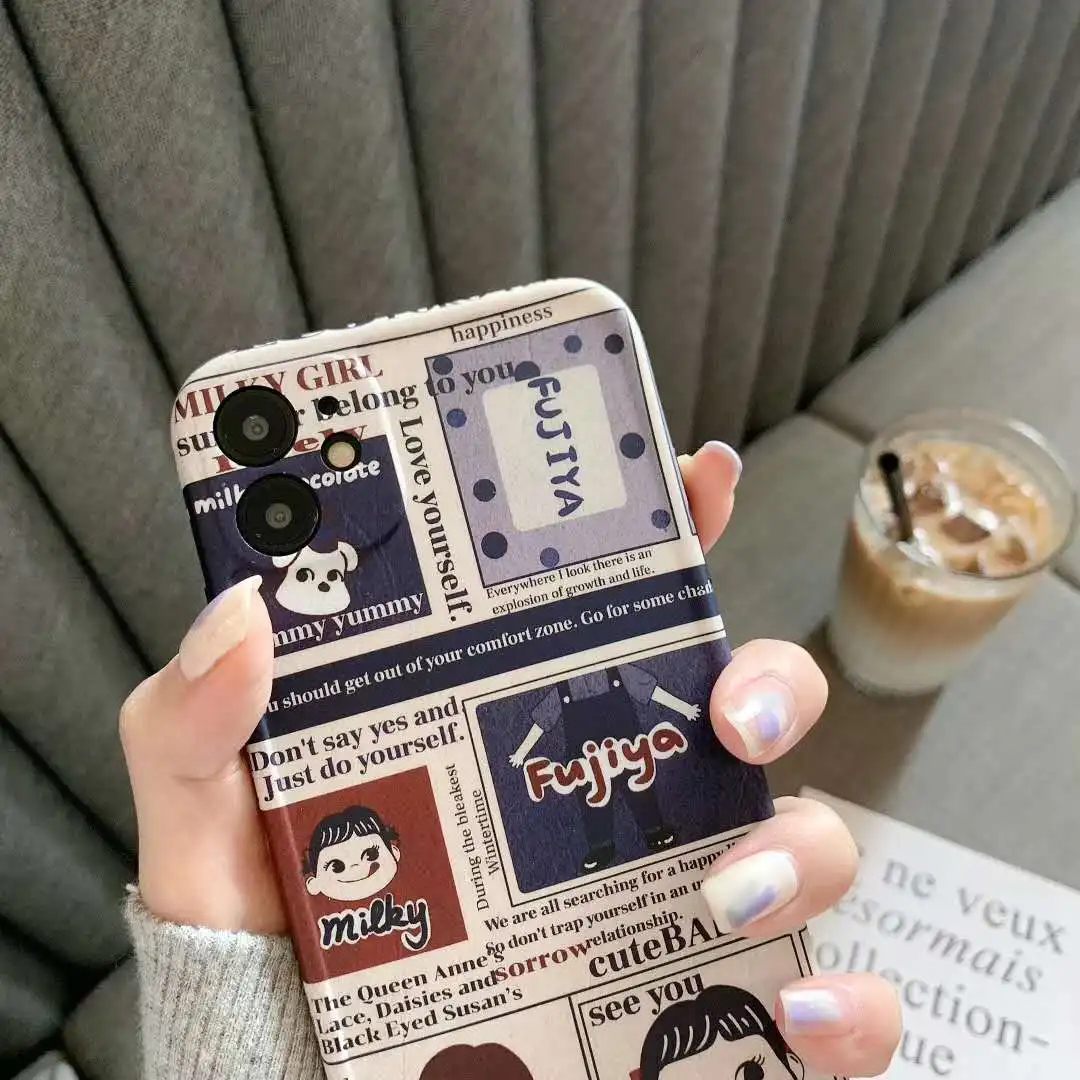 Retro Japan Cartoon Peko Milky Girl Poster Style phone Case For iPhone XS MAX XR 7 8 Plus 11 Pro Max Soft back cover | Мобильные