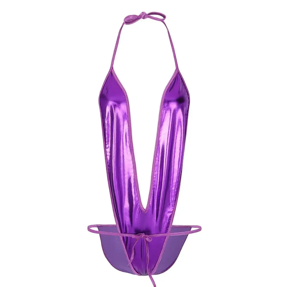 Женский Блестящий купальный костюм женское белье лакированная кожа Цельный боди