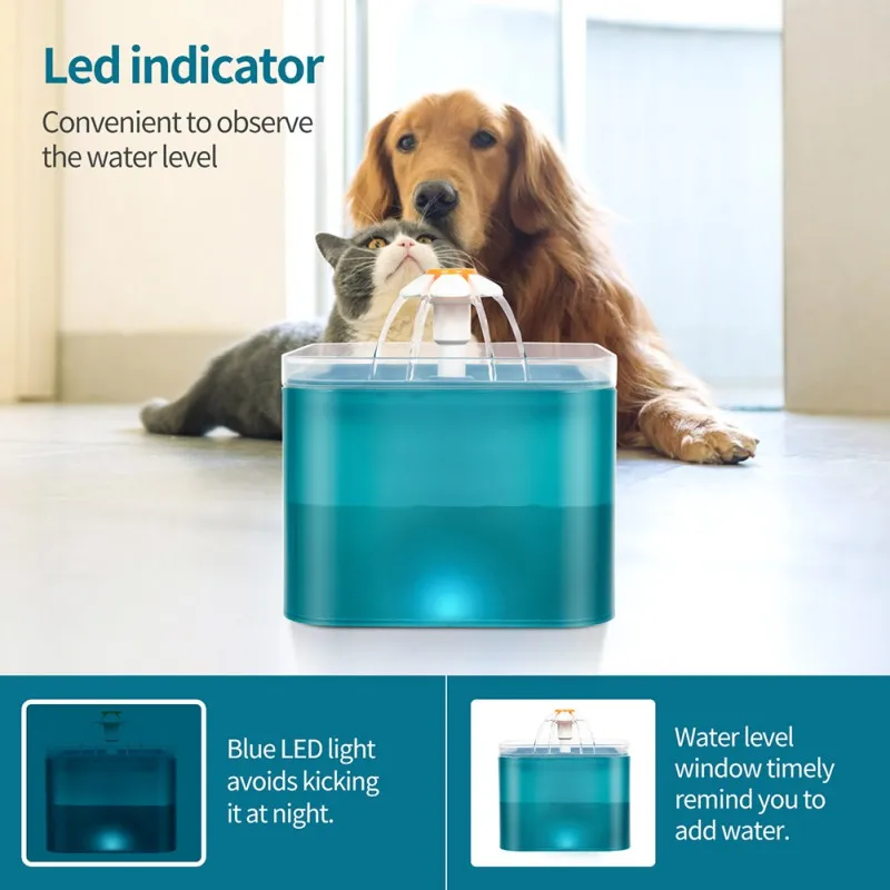 

Автоматический USB фонтанчик для кошек, Электрический дозатор воды с фильтром, 2 л, устройство для подачи питьевой воды для домашних животных