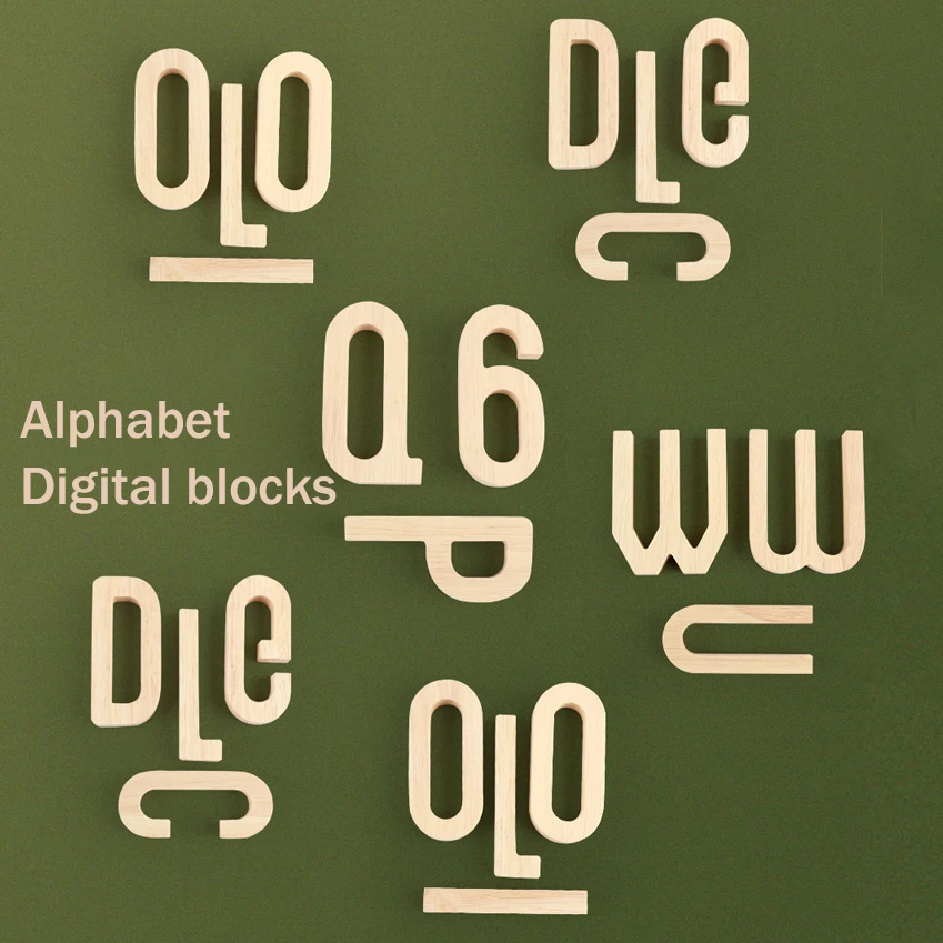 

26 English Letters 0-9 Number Building Blocks Montessori Early Education Wood Magnetic Creative Assembling Cognitive Toys