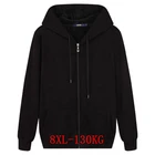 Свитшот мужской с капюшоном, теплая хлопковая кофта с длинным рукавом, на молнии, для бега, большие размеры 5XL 6XL 7XL 8XL, Осень-зима