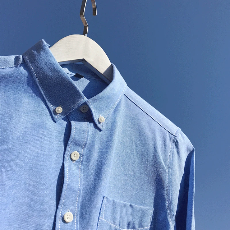 

Oxford Shirts for Men Casual Solid Long Sleeve Shirt Japanese Chemise Homme Loose Harajuku Camisa Masculina Hip Hop Streetwear