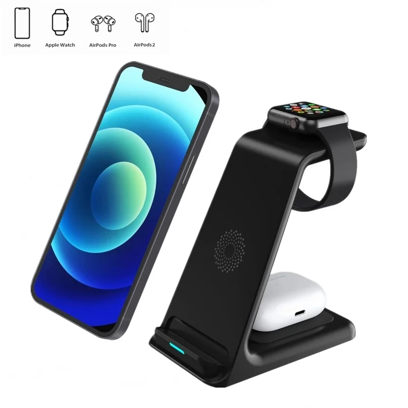 

3 in 1 Wireless Chargers For Iphone XS 12 11 Pro Max 8 Plus 15W Fast Charging Carregador Sem Fio For Airpods Apple Watch Charger