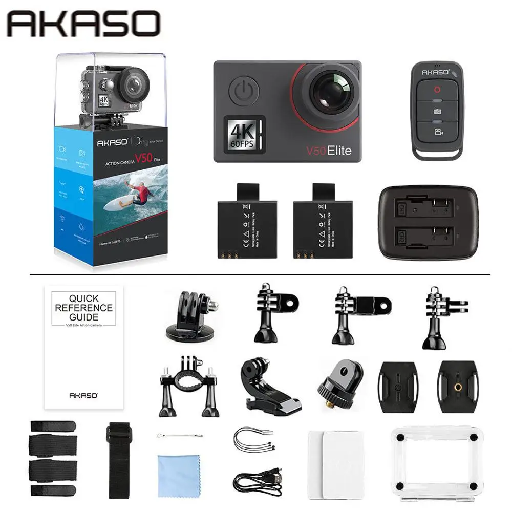 Akaso V50 Elite Native 4 K/60fps 20MP Ultra HD 4K экшн-камера WiFi сенсорный экран Голосовое управление EIS 40m Водонепроницаемая камера