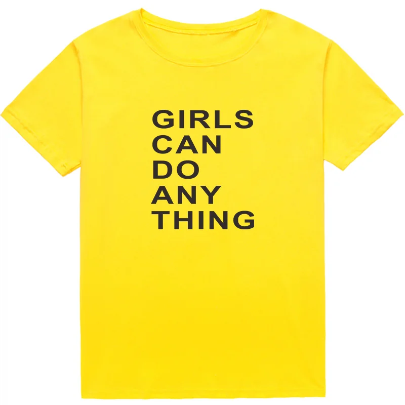

GIRLS CAN DO ANY THING Fashion Women T-shirts shirt tops Casual Summer lady tshirt Gift ropa mujer Black WHite