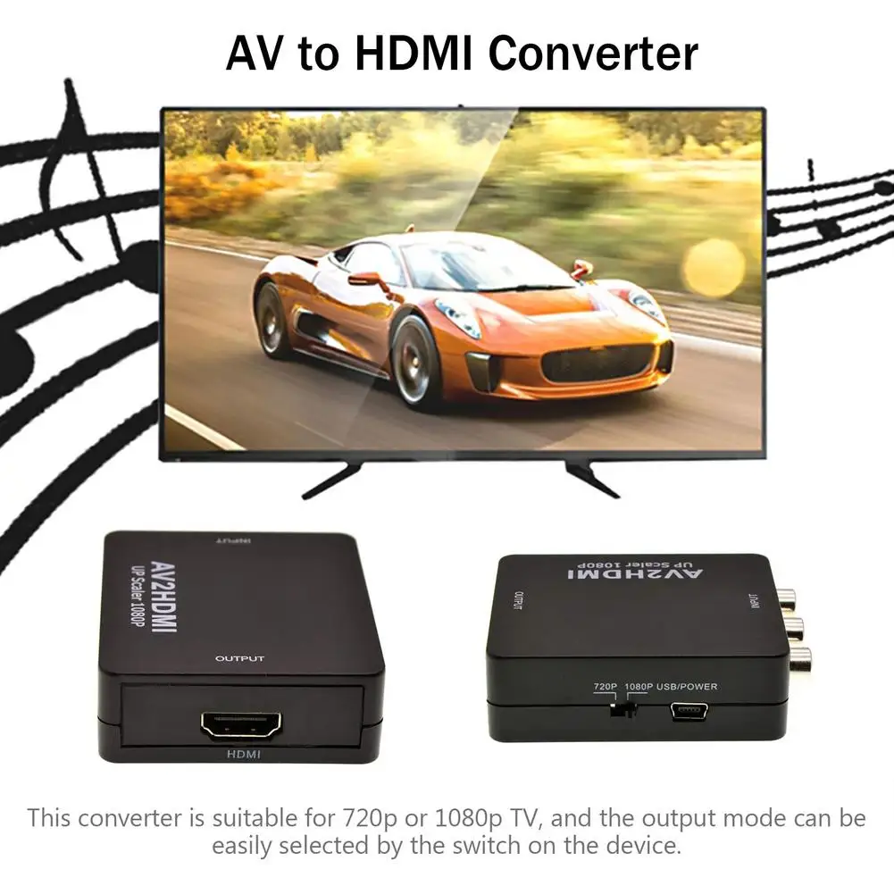 

AV/CVBS To HDMI-compatible HD 720P 1080P Video Converter MINI AV2HDMI Adapter Converter Box For HDTV Projector Set Top Box DVD