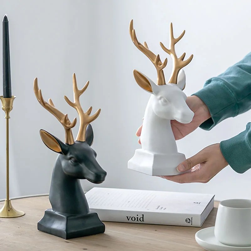 Украшение с головой оленя для прихожей Креативные украшения гостиной ТВ