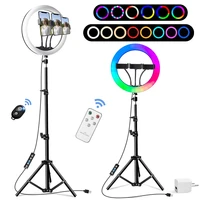 12 inch led ring light 45 colors rgb ring light with tripod stand phone holder for photography makeup vlogging live streaming