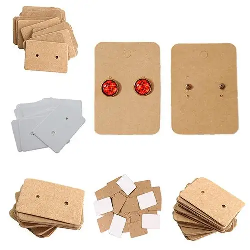 

100 Pcs Jewelry Earring Ear Studs Hanging Display Holder Hang Cards 25x35mm
