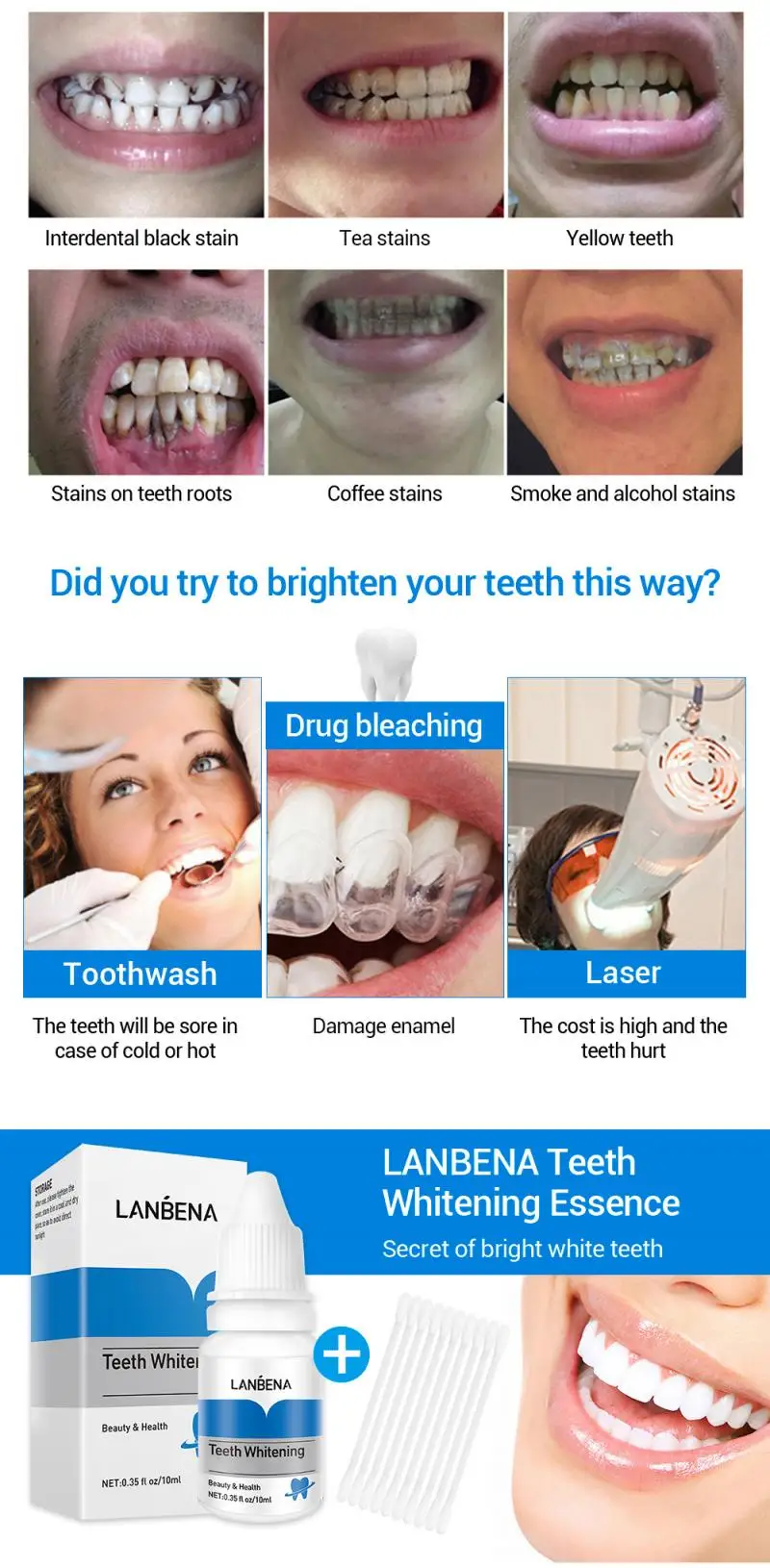 

Lanbena Teeth Whitening Serum Oral Hygiene Cleaning Product Remove Plaque Stains Tooth Bleaching Tools Toothpaste