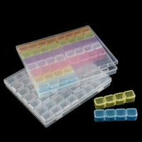 56 grids nail art transparent case beads gems accessories empty container nail art rhinestone case removable storage box