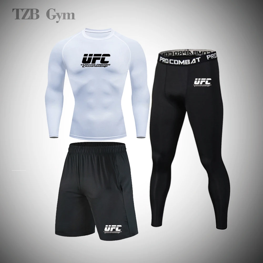 

Men's Suit Gym Fitness Jogging Comprehensive Training Sports Suit Outdoor Cycling Basketball Sports T-Shirt Quick-Drying Tights