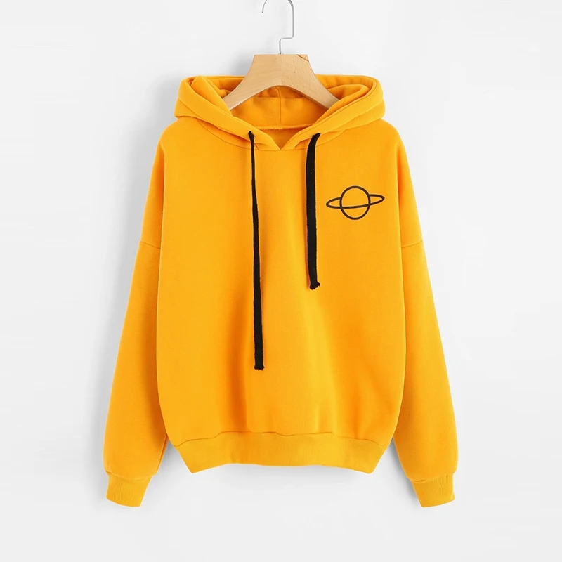 

2020 New Cartoon Planet Print Hoodies Women Couple Casual Long Sleeve Hooded Sweatshirts Female Loose Tops Casual Clothes Fall
