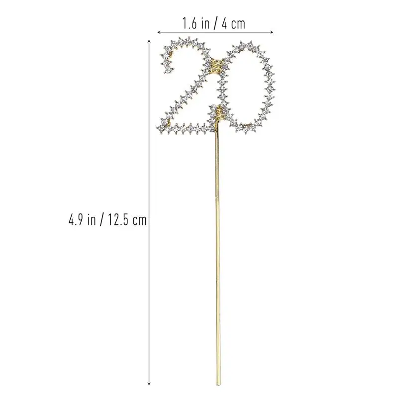 1 шт. Топпер для торта Хрустальный Блестящий сплав номер 20 день рождения 20-я