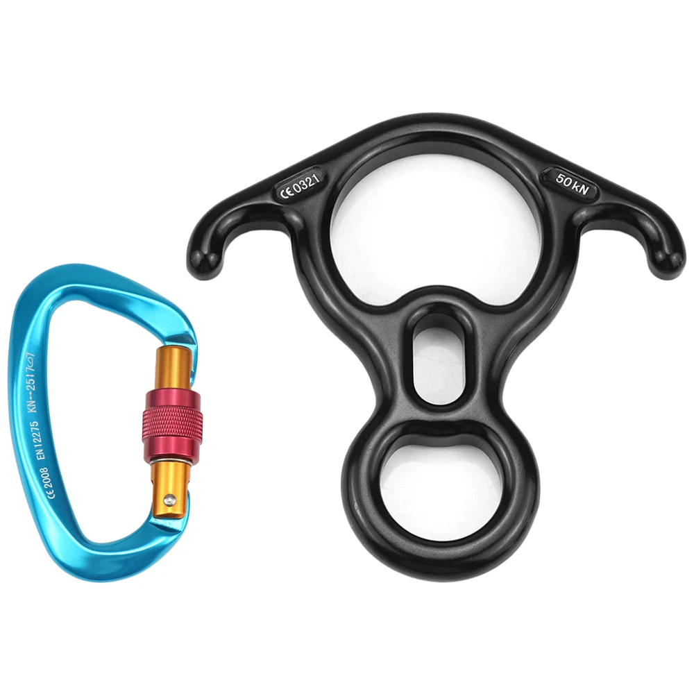 Открытый 25KN карабин 50KN Climb 8 Descender набор с винтовыми запорными воротами для