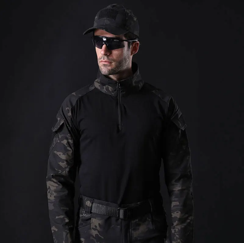 JLETOLI армейская походная рубашка для кемпинга, Мужская армейская тактическая рубашка, военная камуфляжная футболка с длинным рукавом размера плюс