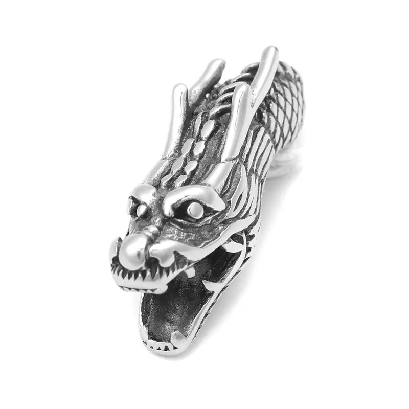 Новинка 304, бусины из нержавеющей стали Dragon Siver, бусины для модных браслетов, принадлежности для изготовления ювелирных изделий, 3,6 см х 1,1 см, отверстие: 6 мм, 1 шт