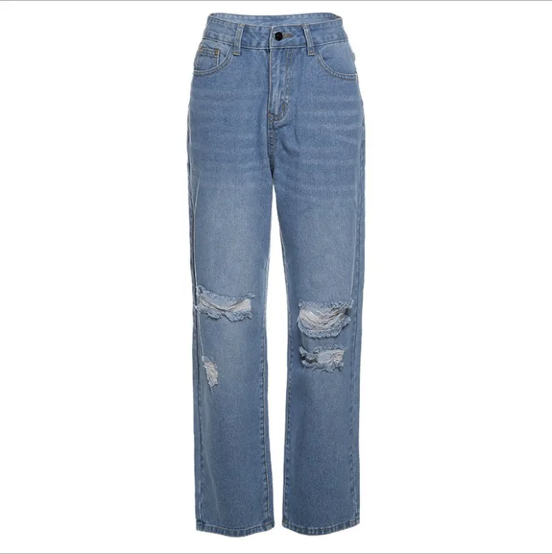 

European and American women's high-waist buttocks ripped jeans jeans for women woman jeans boyfriend jeans patchwork jeans