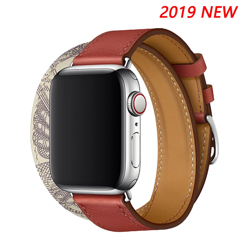 Кожаный ремешок для apple watch 5 4 ремешок 44 мм 40 мм iwatch series 4 3 2 correa apple watch 42 мм 40 мм двойной тур Браслет ремешок для часов - Цвет ремешка: Concrete Brick