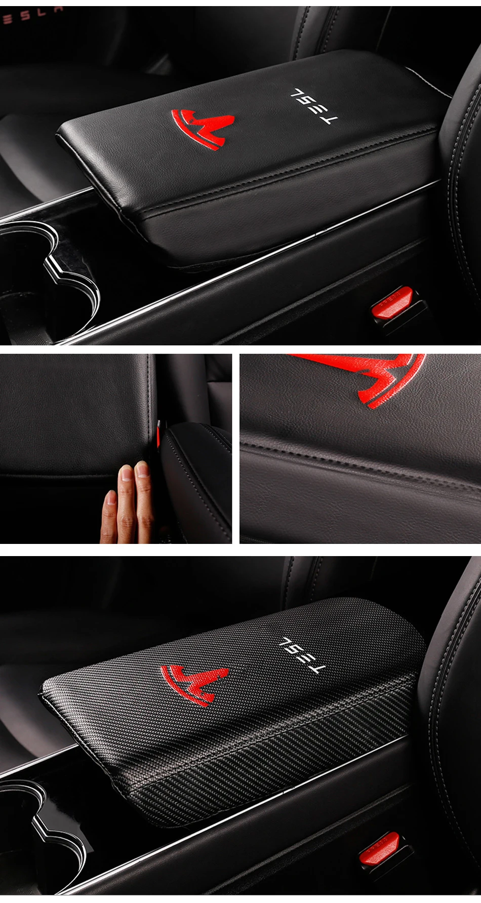 Modification Leather armrest box holster central armrest box protective cover modification for Tesla Model 3