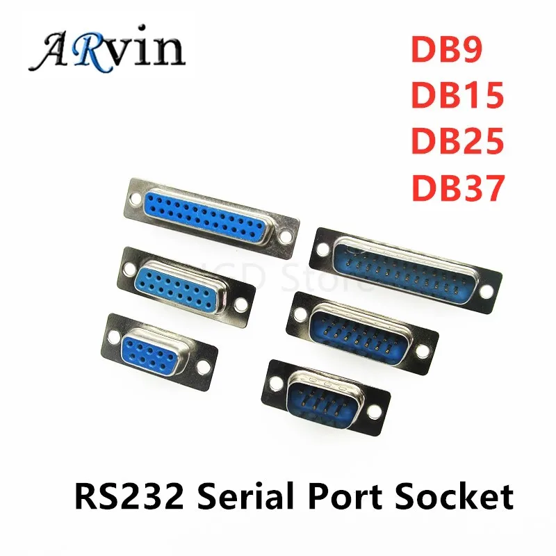 5 шт. DB9 DB15 DB25 DB37 отверстие/Pin Женский/мужской синий Сварные Разъем RS232