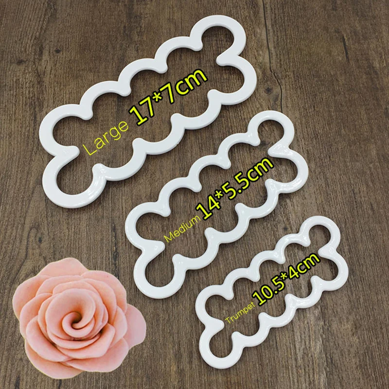 

3pcs Emporte-Pieces Rose Petal Sugarcraft Moules A Patisserie Tampon Pour Decoration Gateaux Sugar Craft Patisserie Fondant