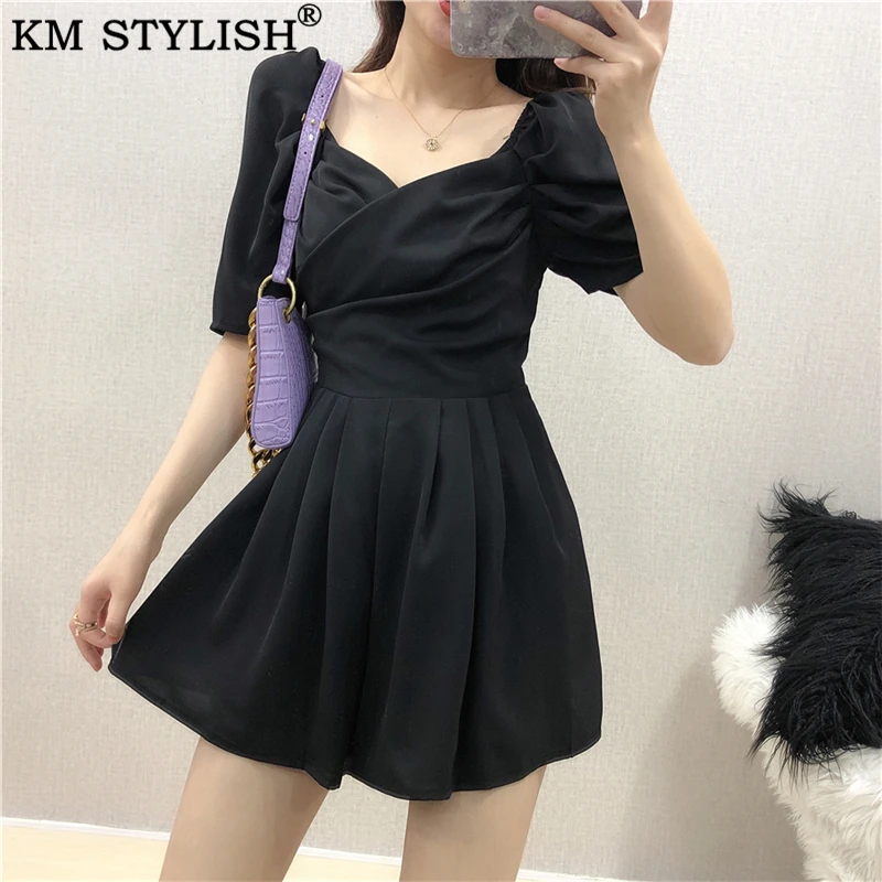 

Women's Sexy V-neck Playsuits Backless Short Sleeve Chiffon Rompers Beach Purple Jumpsuit Vocation and Beach Overalls for Women