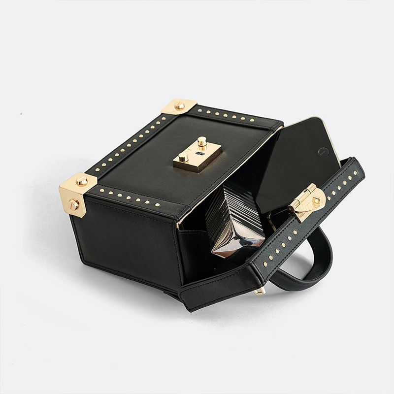 

New High Quality Genuine Leather Box Design Buckle Fashion Women Shoulder Bag Crossbody Bag Female Purses and Handbags