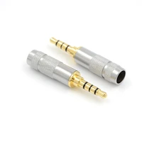 1pcs gold audio 3 5mm stereo 4 pole repair headphone jack plug cable audio solders connector wholesale