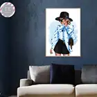 Модная женская шляпа иллюстрация холст картины плакаты и печать синий домашний дизайнерский настенный рисунок для гостиной домашний декор