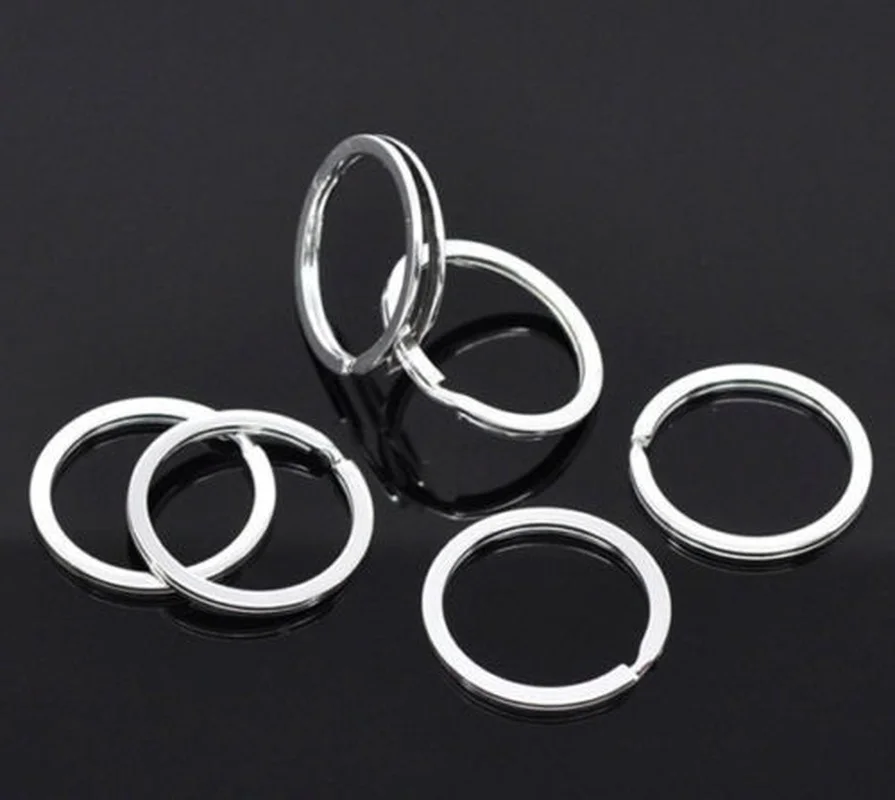 10Pcs Flat 30mm Ring Посеребренный металлический чистый брелок, разъемное кольцо, брелок для ключей, кольца для мужчин и женщин, DIY Брелки, цепочки, аксессуары - Color: 10Pcs Flat 30mm Ring