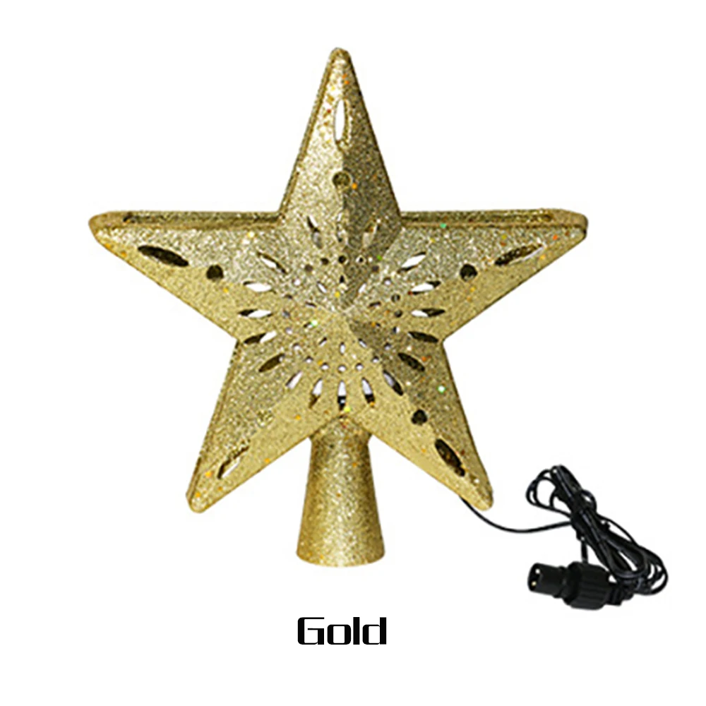 Светодиодный светильник на рождественскую елку с изображением звезд золотого и
