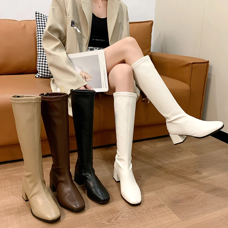 

Женские ботинки, Осенние роскошные дизайнерские ботинки с круглым носком, привлекательная женская обувь на высоком каблуке, зимняя резинов...