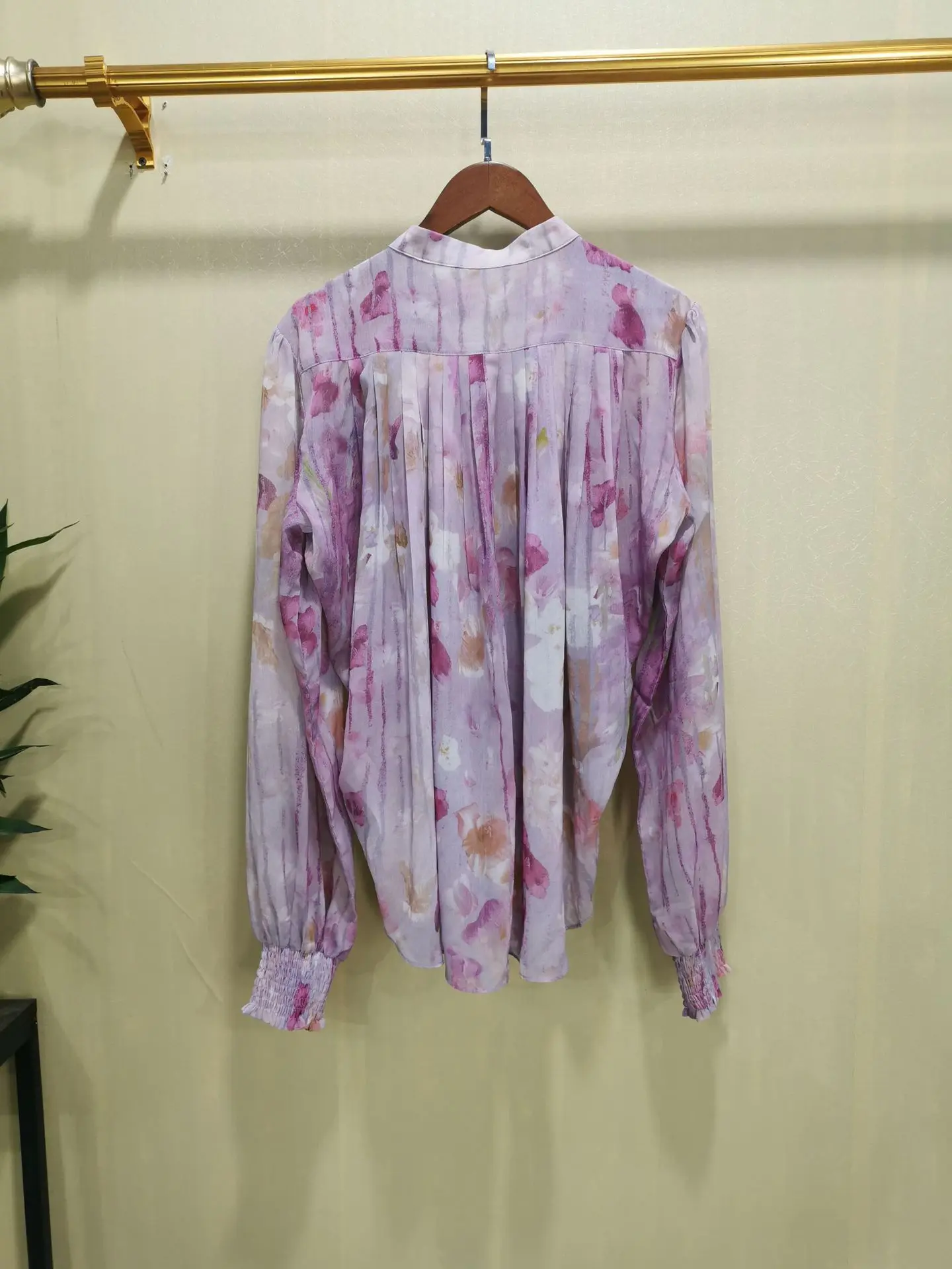 

Women Long Lantern Sleeve Shirt Floral Printed O-neck Loose Casual Blouse