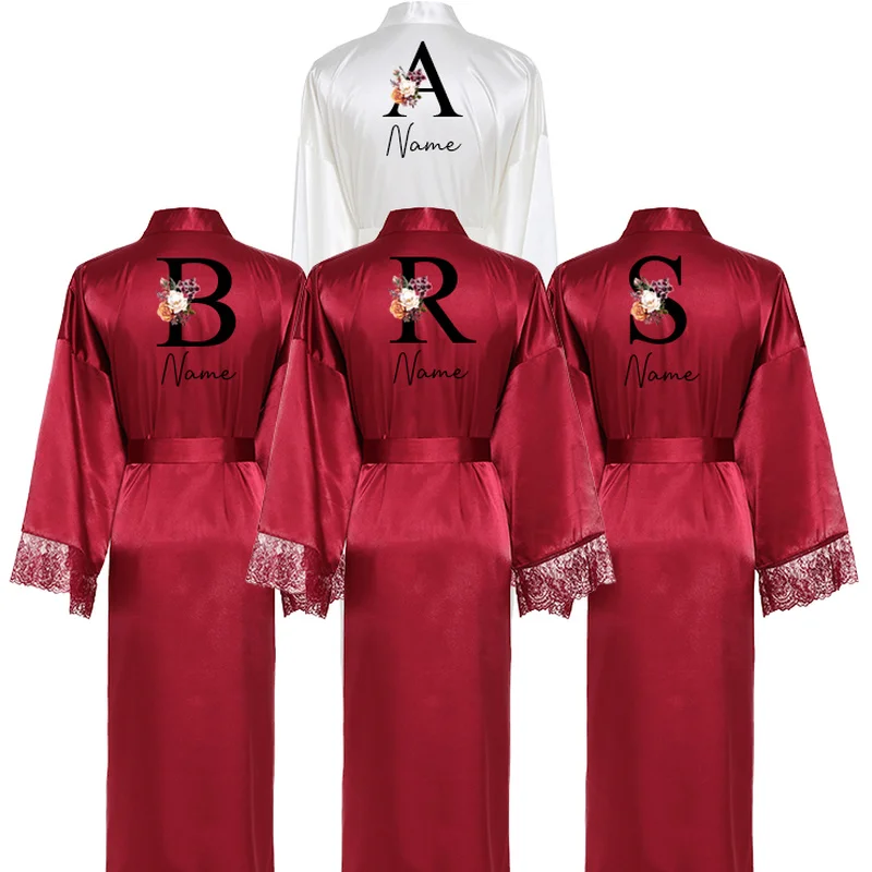 

Custom Robe Personalised Names Bride Satin Silk Bride long Robe Wedding Gift Bridesmaid Bride Dressing Gown Bridal Robe
