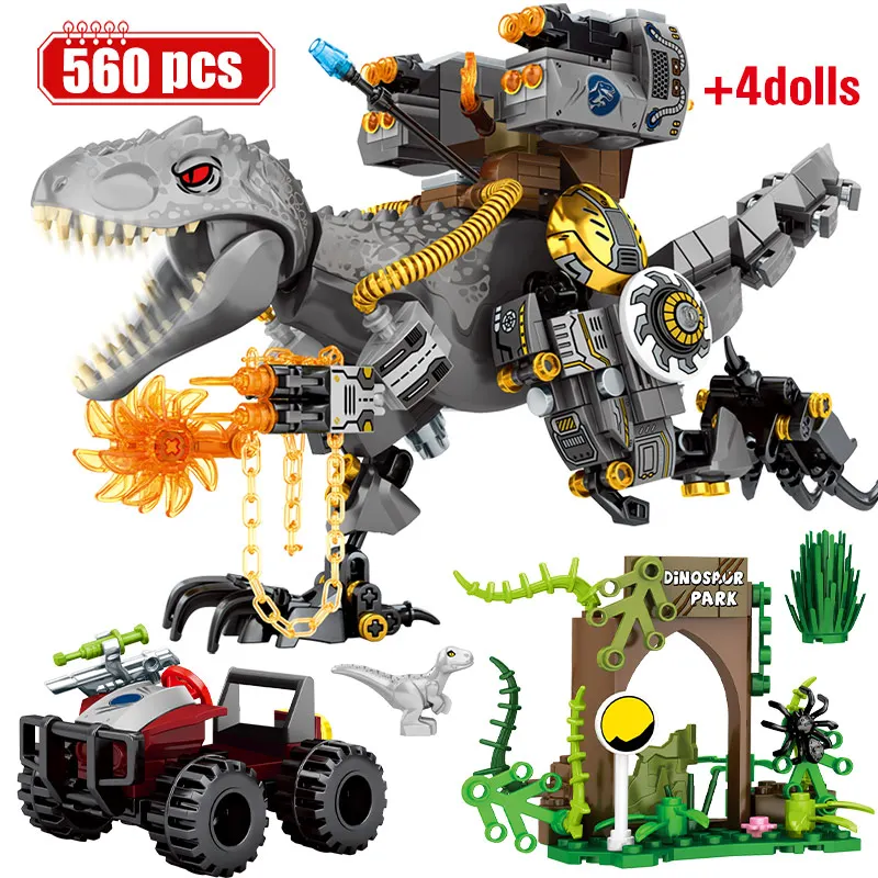 560 шт. Юра мир динозавров тираннозавр рекс строительные блоки оружие битва