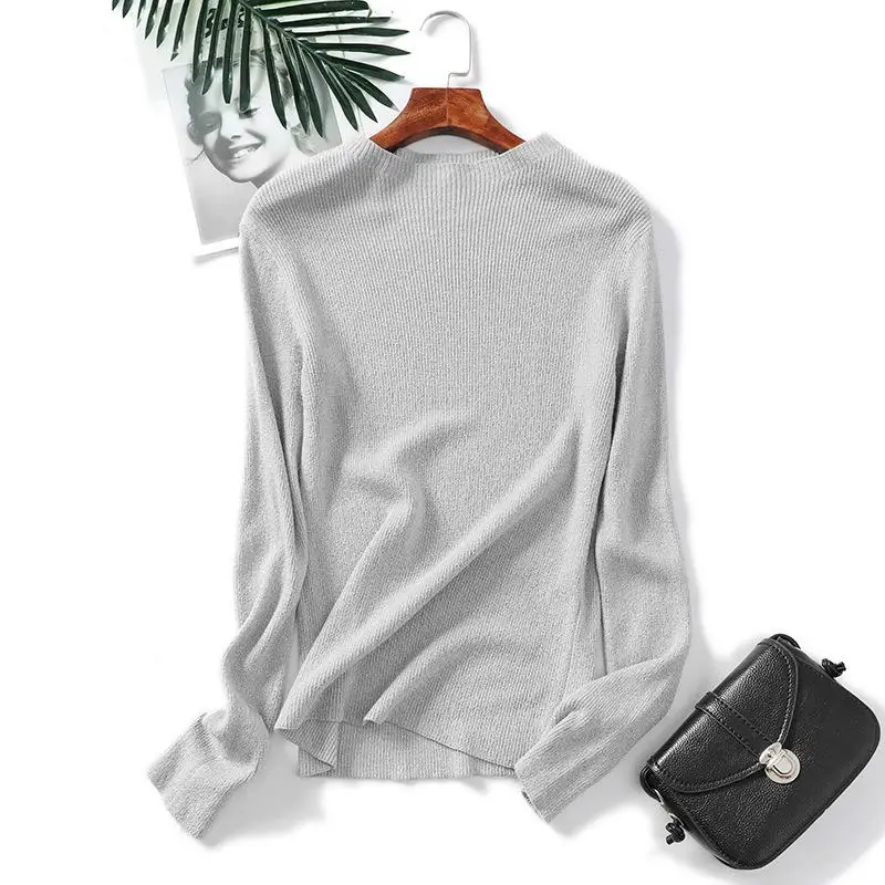 Блестящий свитер с люрексом на осень и зиму Женский пуловер длинным рукавом