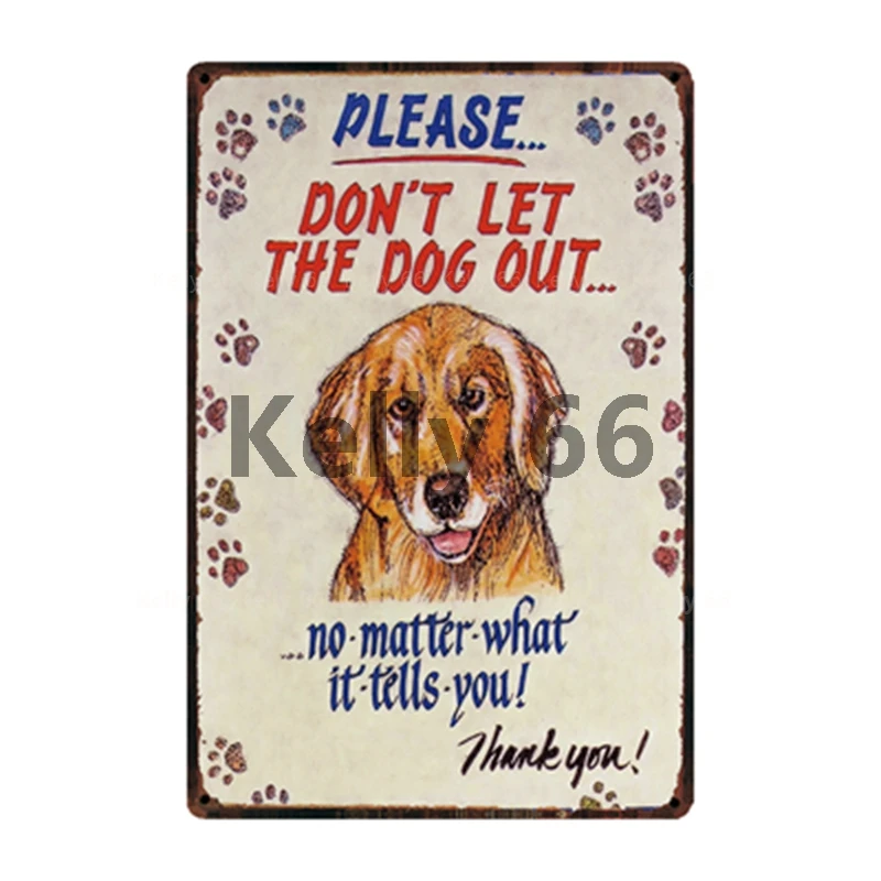 Металлический предупредительный знак Kelly66 Правила собаки поцелуй 20 х30 см | Дом и