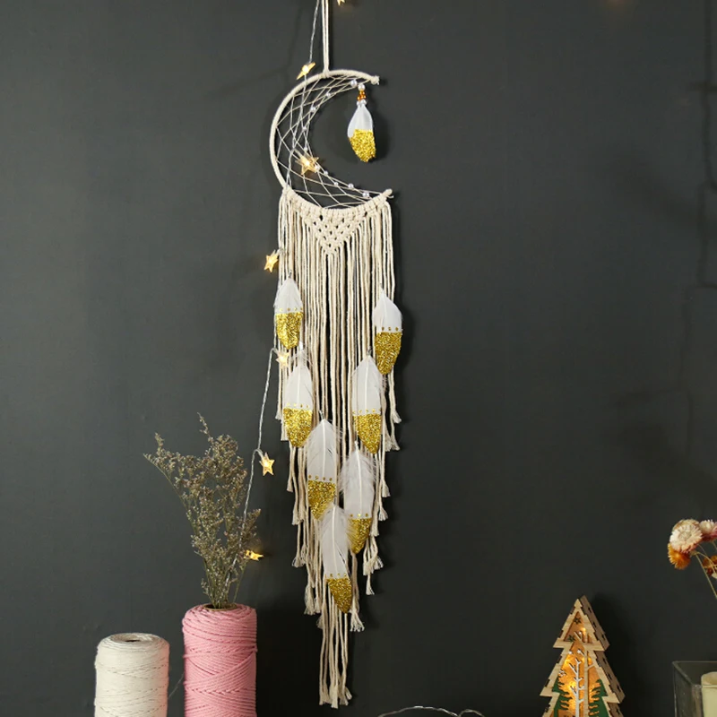 

2021 Moon Wind Chimes Wall Hanging Tapestry Handmade Catcher Dream Home Hanging Craft Gift Dreamcatcher Ornament Room Decor New