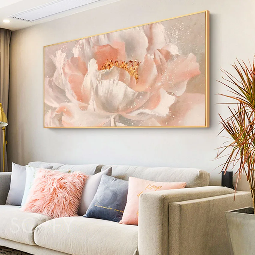 Бесплатная доставка Розовые большие цветы настенные картины для украшения дома