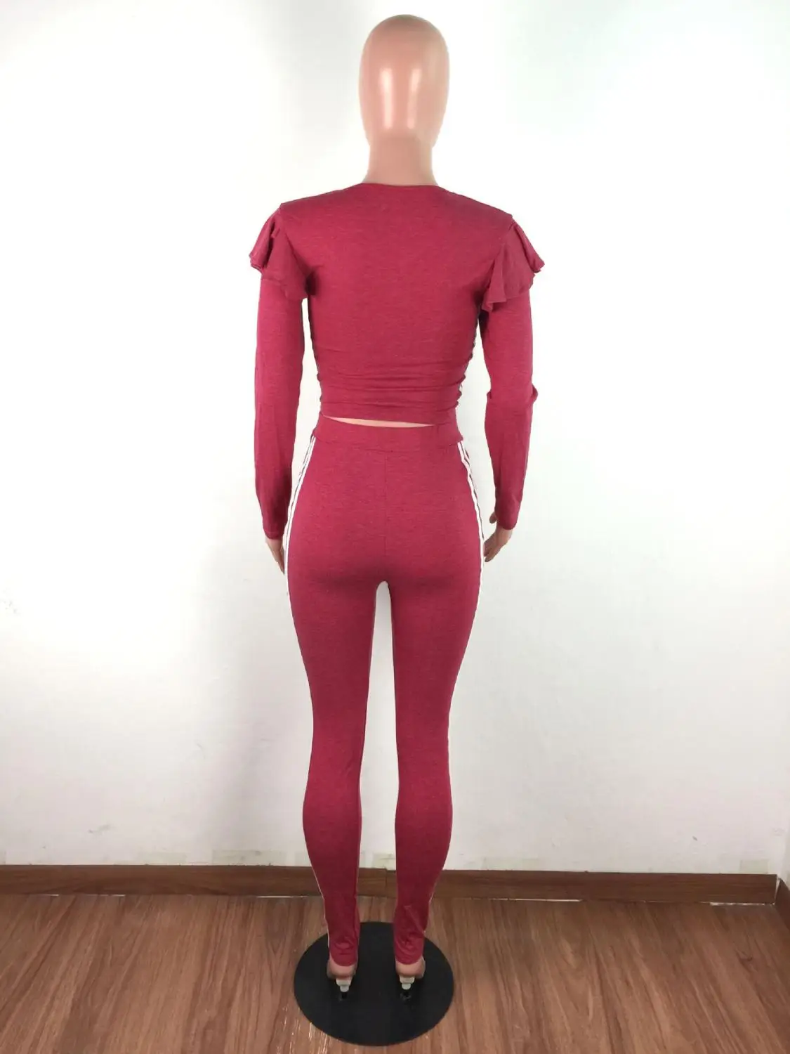 

Long suit two-piece high elastic falbala