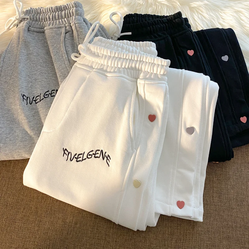 

Breasted High Top Sports Casual Straight Pants Female Rac