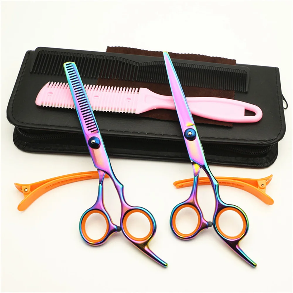 

7pcs Hair Cutting Scissors Shears/thinning/comb/ Set Kappersbenodigdheden Zestaw Narzedzi For Hairdressers Hairdressing Stuff