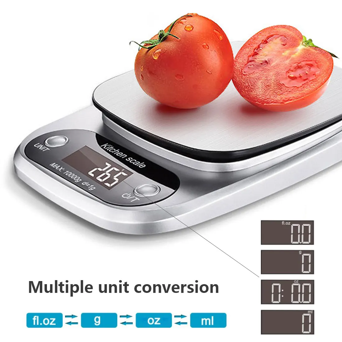 

Household Kitchen Scale Electronic Food Scale Baking Scale Measuring Tool Stainless Steel Platform with LCD Display 1g 0.1g
