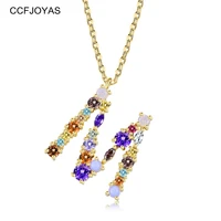 ccfjoyas colorful opal inlaid zircon 26 letter necklace for women european and american pendant necklace best gift for friend